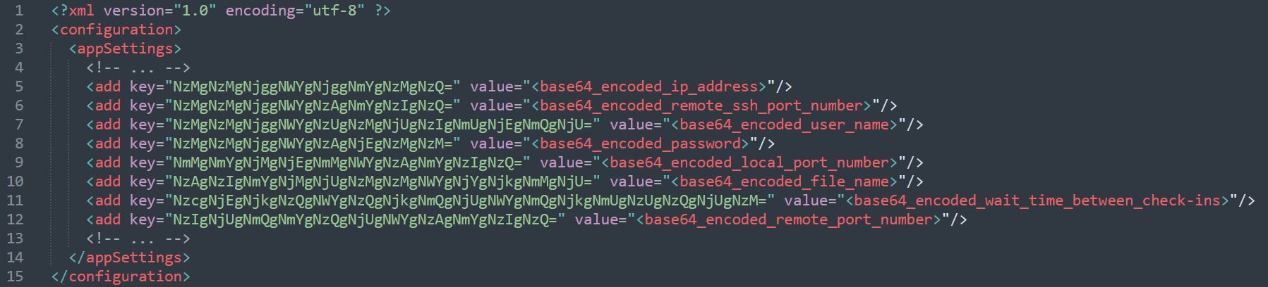 Figure 5. Example contents of the configuration file used by Laret and Pinar reverse tunnels