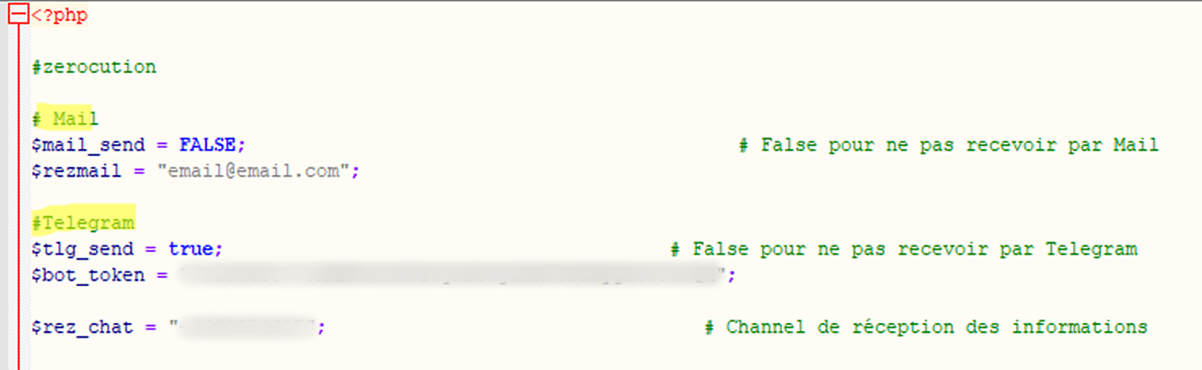 Sending stolen data to both an email address and a Telegram bot